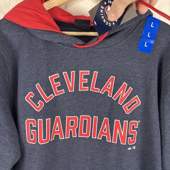 Cleveland Guardians Majestic Pullover Hoodie Blue Size Large NWT - Picture 2 of 6